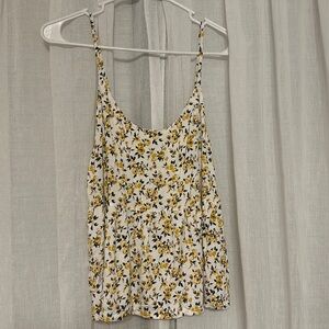 american eagle yellow floral flowy tank